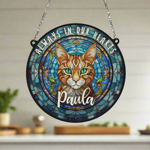 Cat Bengal Memorial Stained Glass Effect Suncatcher
